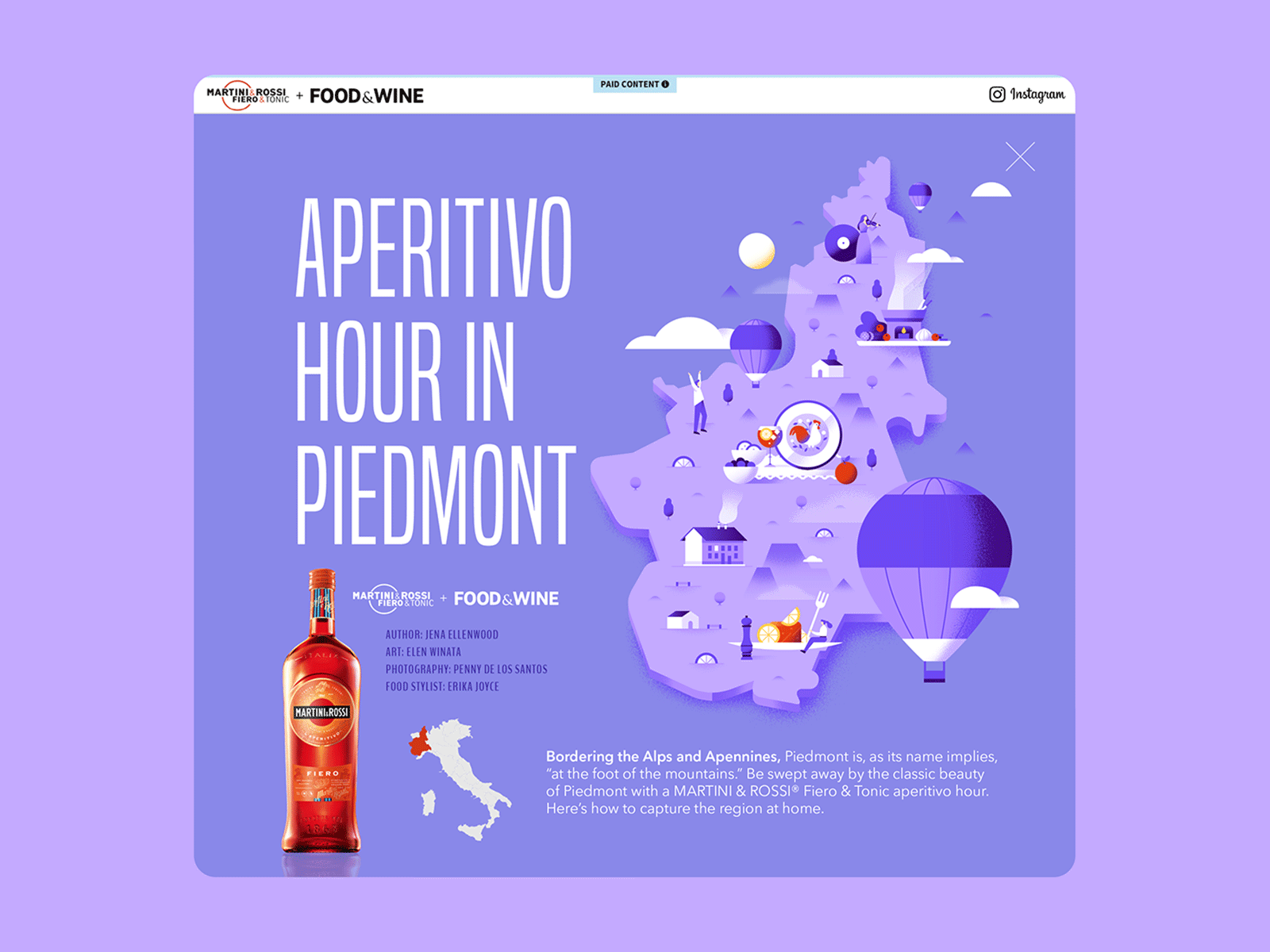 Aperitivo Hour in Piedmont alcohol animated animation beverage editorial europe flat food gif illustration italy looping map martini pastel piedmont purple travel vector website