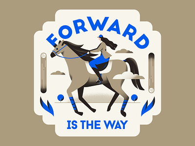 Forward is the way animal blue flat gold gradient horse horse racing illustration illustrator lockup logo masthead minimal riding horse simple sports texture typography vector