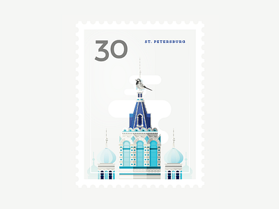 Stamp : Cities #4 - St. Petersburg animal architecture bird church city europe illustration russia stamp travel vector victorian