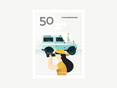 Stamp : Cities #7 - Johannesburg adventure africa animal city girl illustration mail stamp stationery travel vector wildlife