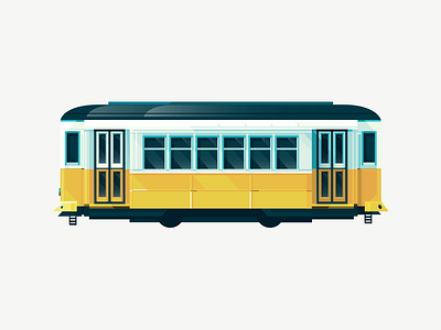 Tram clean design flat icon illustration lisbon simple train tram transport travel vector