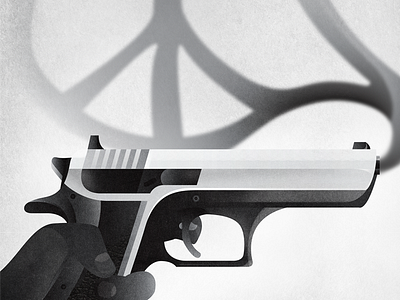 21st Century Life - Gun black and white editorial gun icon illustration monochrome peace sign smoke texture vector vintage