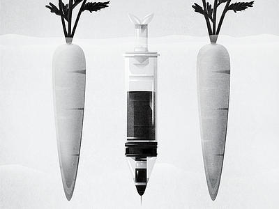 21st Century Life - Syringe art direction black and white carrot icon illustration injection monochrome plant syringe texture vector vintage