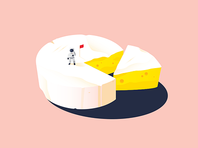 Foodscape : Cheese astronaut cake cheese dessert flat food gradient illustration long shadow pastel space vector
