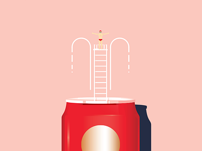 Foodscape : Soda athlete beverage drinks flat gradient illustration long shadow pastel soda sports swimming vector