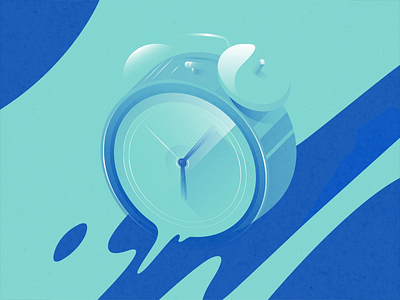 Time alarm blue clock duotone flat gradient illustration long shadow pastel time vector