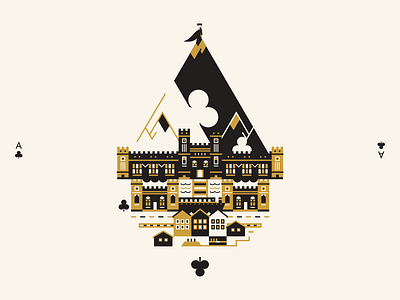Playing Arts - Ace of Clubs ace building card castle clubs duotone flat house kingdom vector village warrior