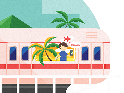A Day in Life of an Android User boy flat google illustration material design phone subway summer train travel tree vector