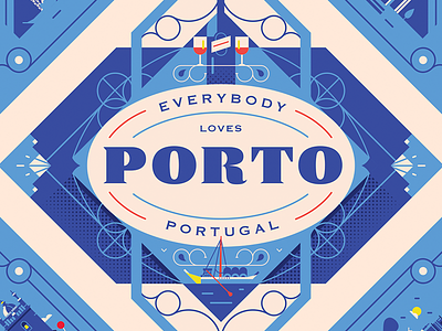 Herb Lester Associates - Porto Guide europe flat illustration layout lockup map ornament porto retro travel vector wine