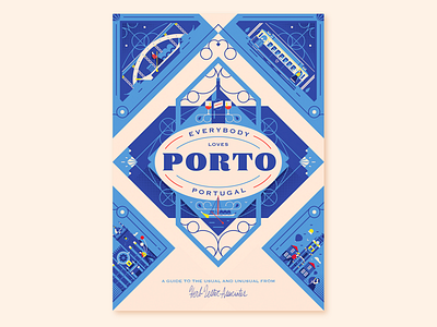 Herb Lester Associates - Porto Guide europe flat herb lester illustration layout lockup map ornament retro travel vector wine