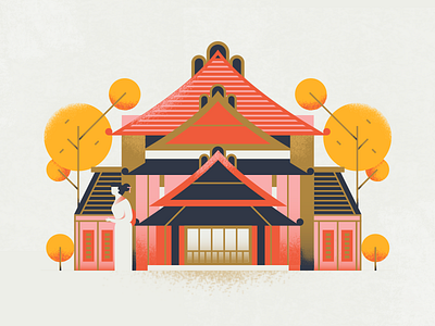 Airbnb 2018 Travel Trends - Ryokan airbnb architecture building flat illustration japan oriental ryokan texture traditional travel vector