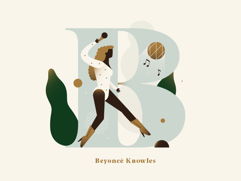 Phenomenal Women - Beyoncé Knowles music gradient pastel woman singer people typography dropcap alphabet flat vector illustration