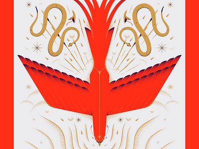 Fantastic Beast animal bird fairytale fantastic art flat flying gradient illustration magical snake storybook texture vector