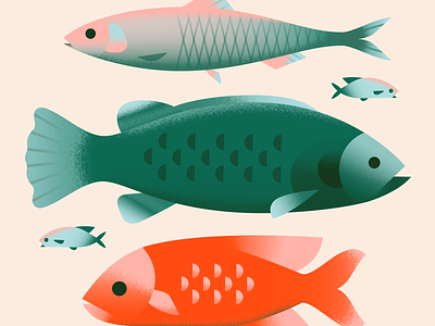 Fish animal fish fishes flat gradient illustration ocean pastel sea texture vector