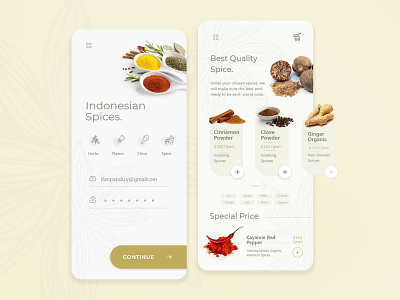 Spices Shop App Exploration adobexd app appdesign herbs indonesia mobile app design mobile ui mobileapp shop spices ui uidesign uitrend