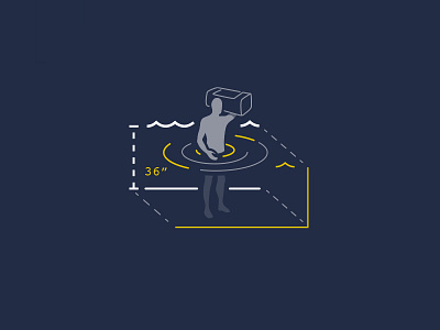 Wading Illustration illustration jason measurement ripple stroke technical wading water wright
