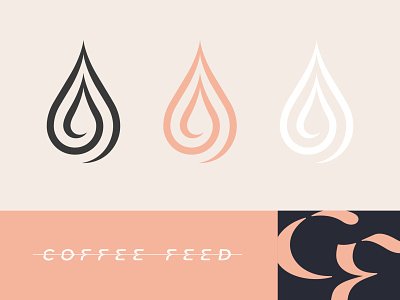 Coffee Feed - Drops, Inline Wordmark art branding design drip drop espresso icon latte logo type typography