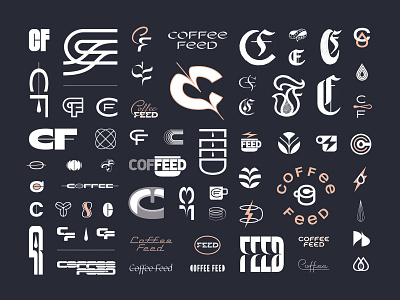 Coffee Feed - Process art branding c coffee design drip drop f feed icon latte logo type typography