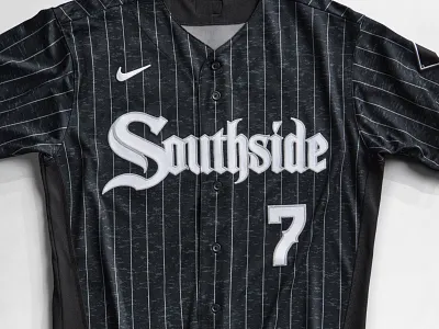 Chicago White Sox "Southside" City Connect Uniform anderson baseball black blackletter chicago design jersey nike pinstripes southside sports tim twill uniform white sox wordmark