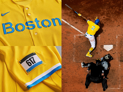 Boston Red Sox "Patriots' Day" City Connect Uniform baseball design finish jersey line marathon nike red sox sports twill uniform wordmark yellow