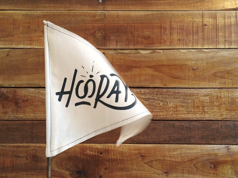 "Hooray!" Flag favor flag gif hooray pennant rings typography wedding