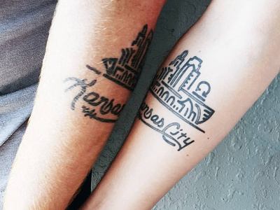 Kansas City Skyline Tattoo city illustration kansas missouri skyline skyscrapers tattoo typography