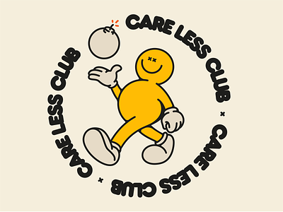 Care Less Club careless club design frankfurter illustration retro roundel smile sticker type typography