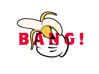 BANG! banana bang cartoon gun hand illustration type