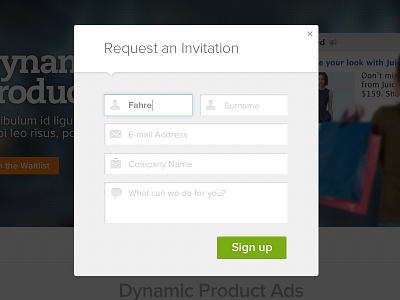 Request Form form lightbox