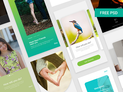 Walkthrough ui design app screen app ui free psd free screen ui ux walkthrough