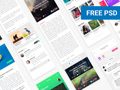 News Feed UI Design app screen app ui free psd free screen home news feed profile ui ux