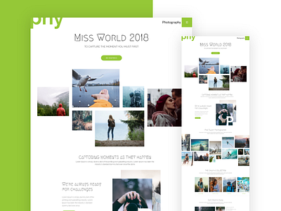 Photography Template concept creative creative agency dribbble best shot flashback miss world 2018 photography photography landing photography landing page typography