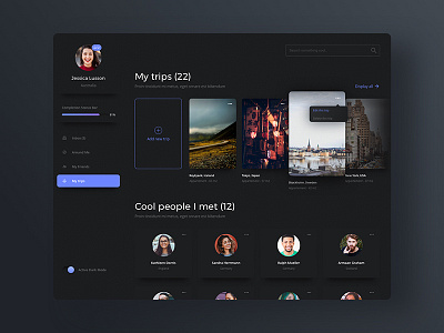 Dark Mode Dashboard Concept dashboard menu profile social ui ux