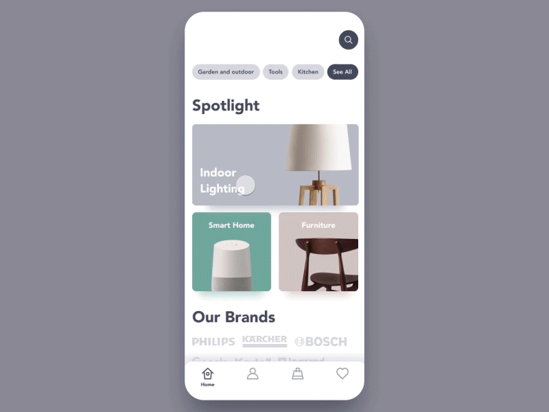 Indoor Lighting Concept app color light minimal shop ui ux