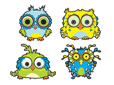 Dribble colorful illustrator kids owl