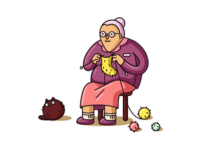 Grandma animation cat character gif grandma motion