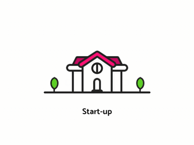 Transformation animation house icon illustration principle scaleup startup tranformation