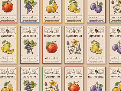 Fruit brandy - a series of labels