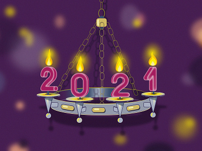 A 2021 chandelier 2021 chandelier happy new year illustration illustration art lettering new year purple