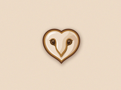 Heart owl animal beige bird brown icon logo mark owl owl illustration