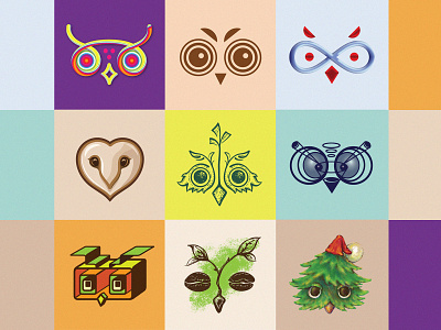Owl collection animal bird colourful colours icon logo mark owl owl illustration
