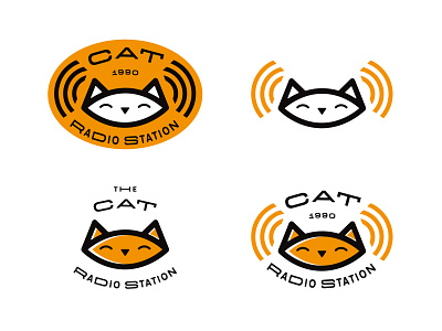 Radio CAT animal animal logo cat cat logo cute design graphic design icon logo logo design mark orange radio simple vector visual identity