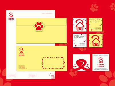 Crvena šapica/The Red Paw visual identity animal animal protection society dog logo red visual identity yellow