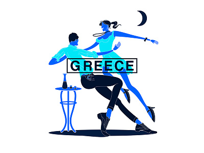 Greek Dancers dance dancers greece greek illustrator night summer vector