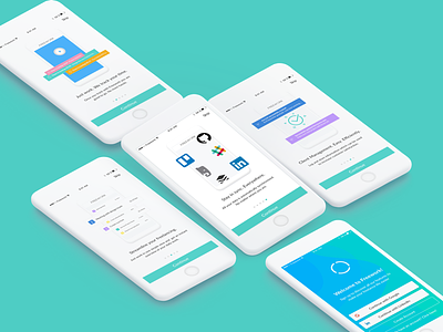 Onboarding Illustrations - Time Tracking app intro graphics freelance freelancer guide screen material design onboarding signup timetracking ui user experience prototype walkthrough