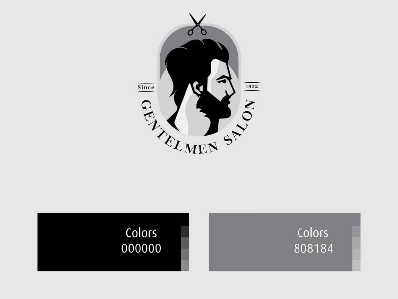 Gentlemen salon illustration logo black white