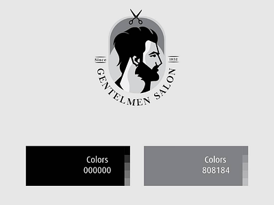 Gentlemen salon illustration logo black white