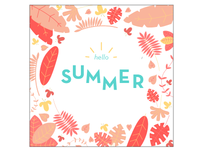 Allygator Pink Hello Summer adorable allygator happy hello holiday illustration jungle nature pink plants summer typography