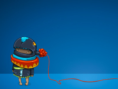 Threaded character colorful drawing simple string vector