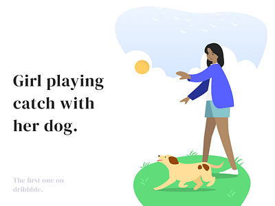 Playing catch with her dog ball catch dog girl grass playing sky zendrive